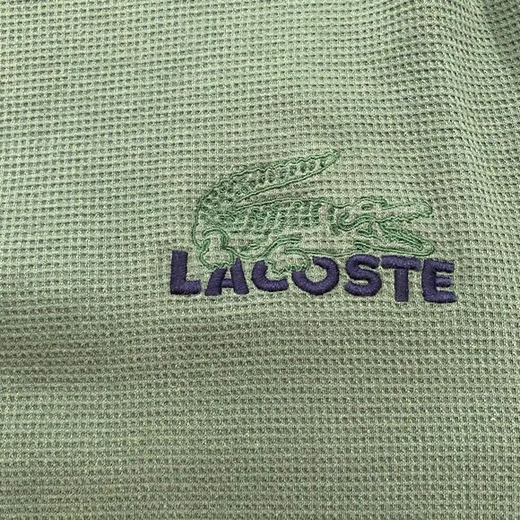 Lacoste Sleepwear Waffle Knit Long Sleeve Shirt Green XL Loungewear Top - Picture 7 of 9